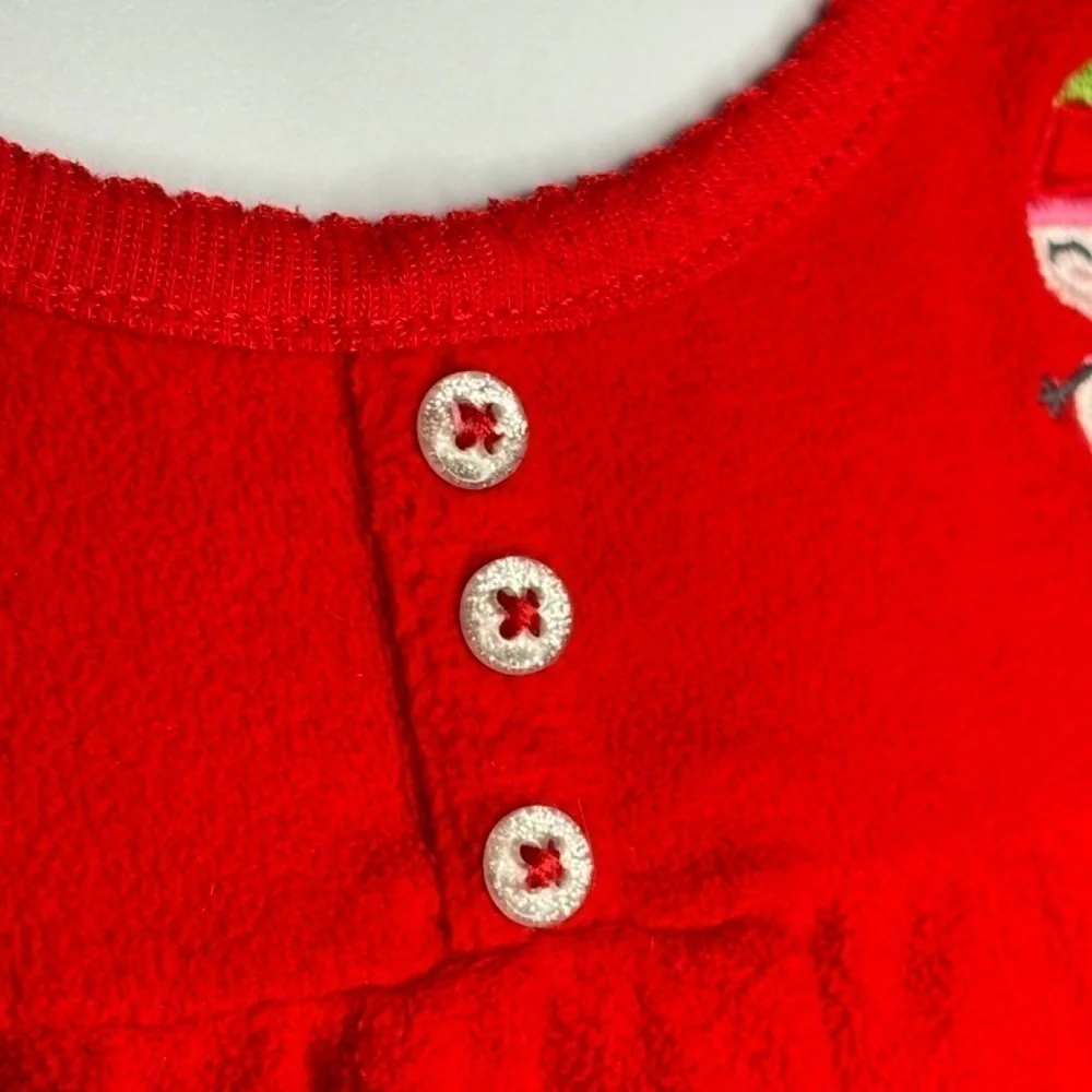 Carters‎ Girls Winter Nightgown Pajamas Size S Red Fleece Embroidered Snowman